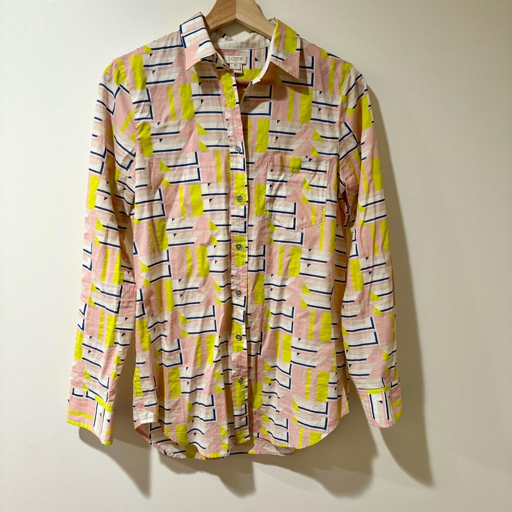 Retro 80s Style Geometric J. Crew Factory XS Button Up Top